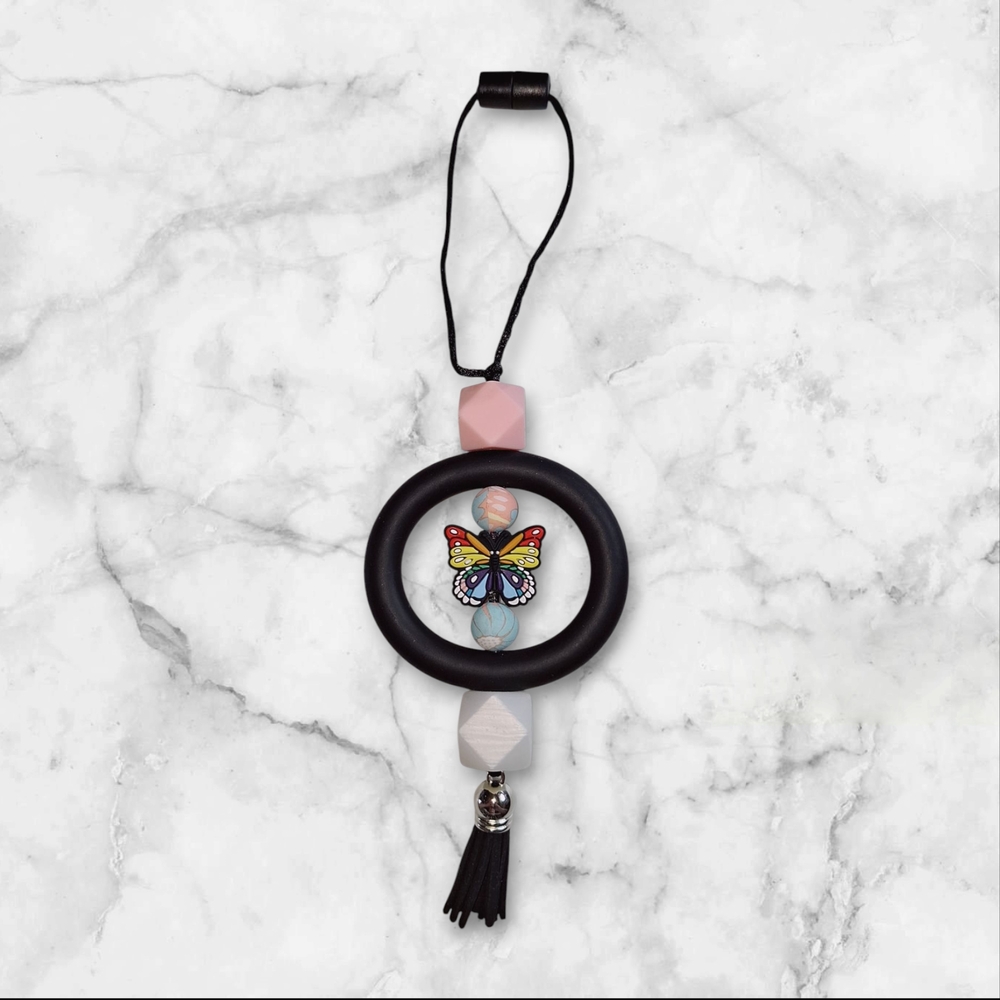 Butterfly Car Charm with Black Tassel